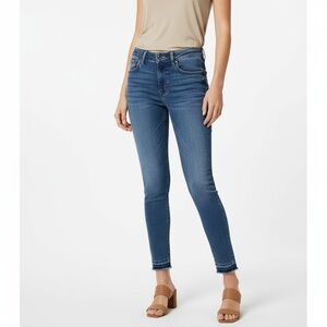 Free People Jeans W26 Medium Blue Skinny Ankle Raw Hem Stretch Denim Modern